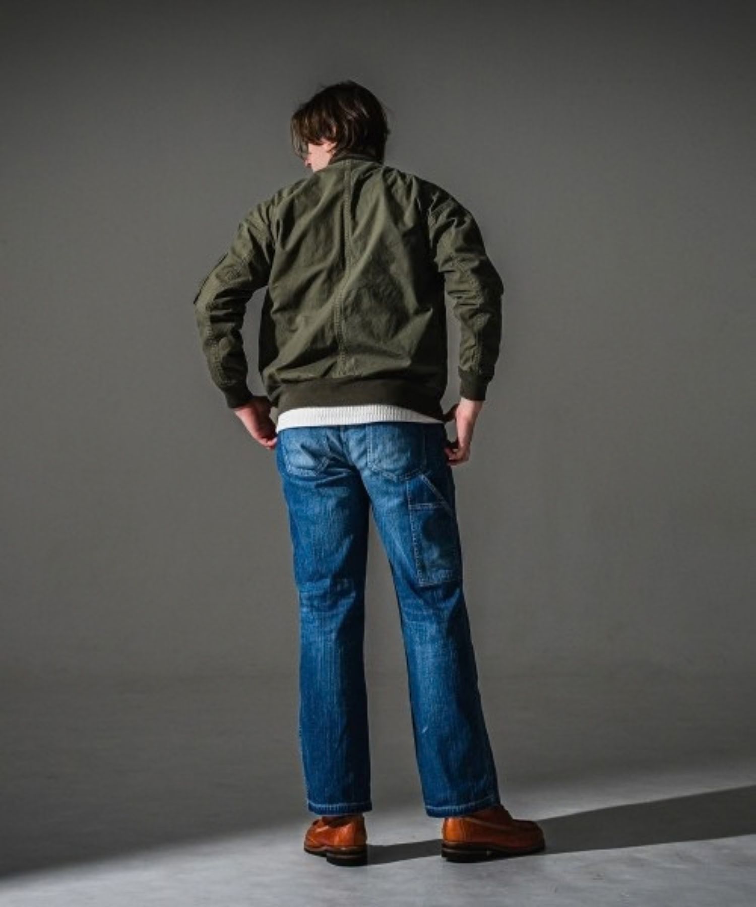 David JACKET (VKHAKI) コットン / ドロップショルダー/ 袖にシガレ ットポケット付/ ヴィンテージ加工 / RC41-JK-003