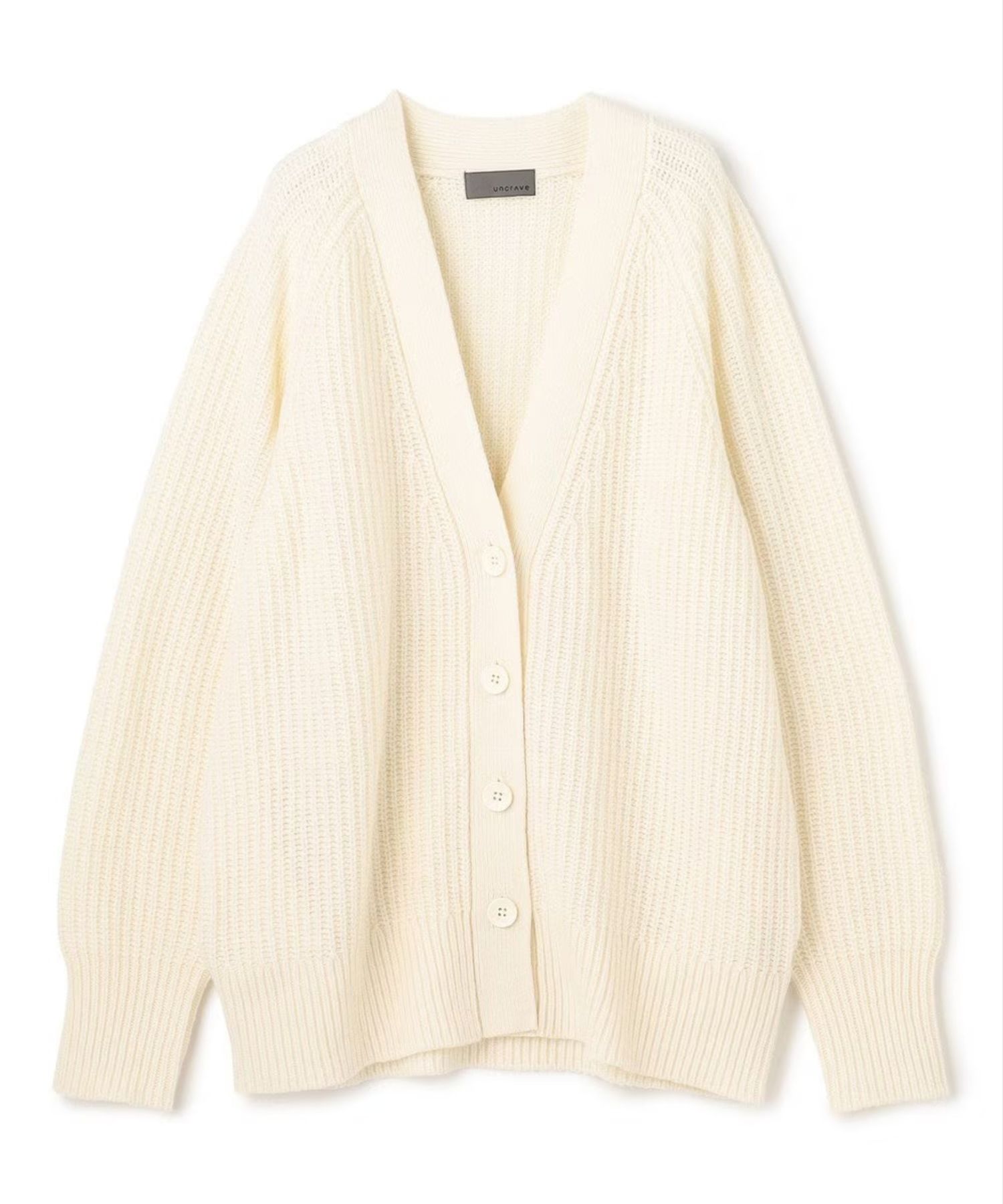 チャンキーニットカーディガン(オフ)ナイロン / ミドルゲージ畦編み / KRUVGW0505