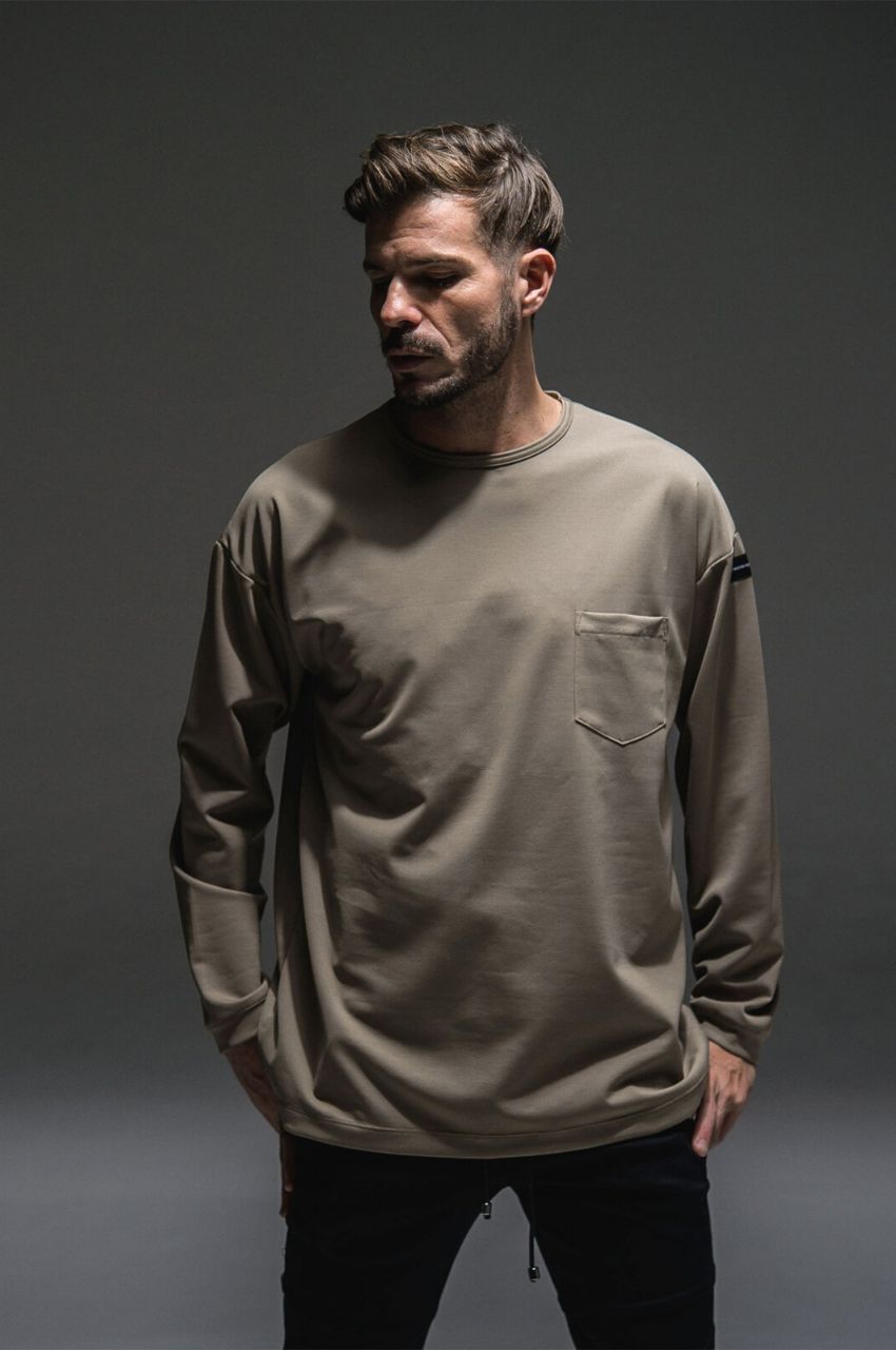 Double LOOSE pocket LONG TEE WHITE / シルキータッチ ロングスリーブルーズTシャツ
