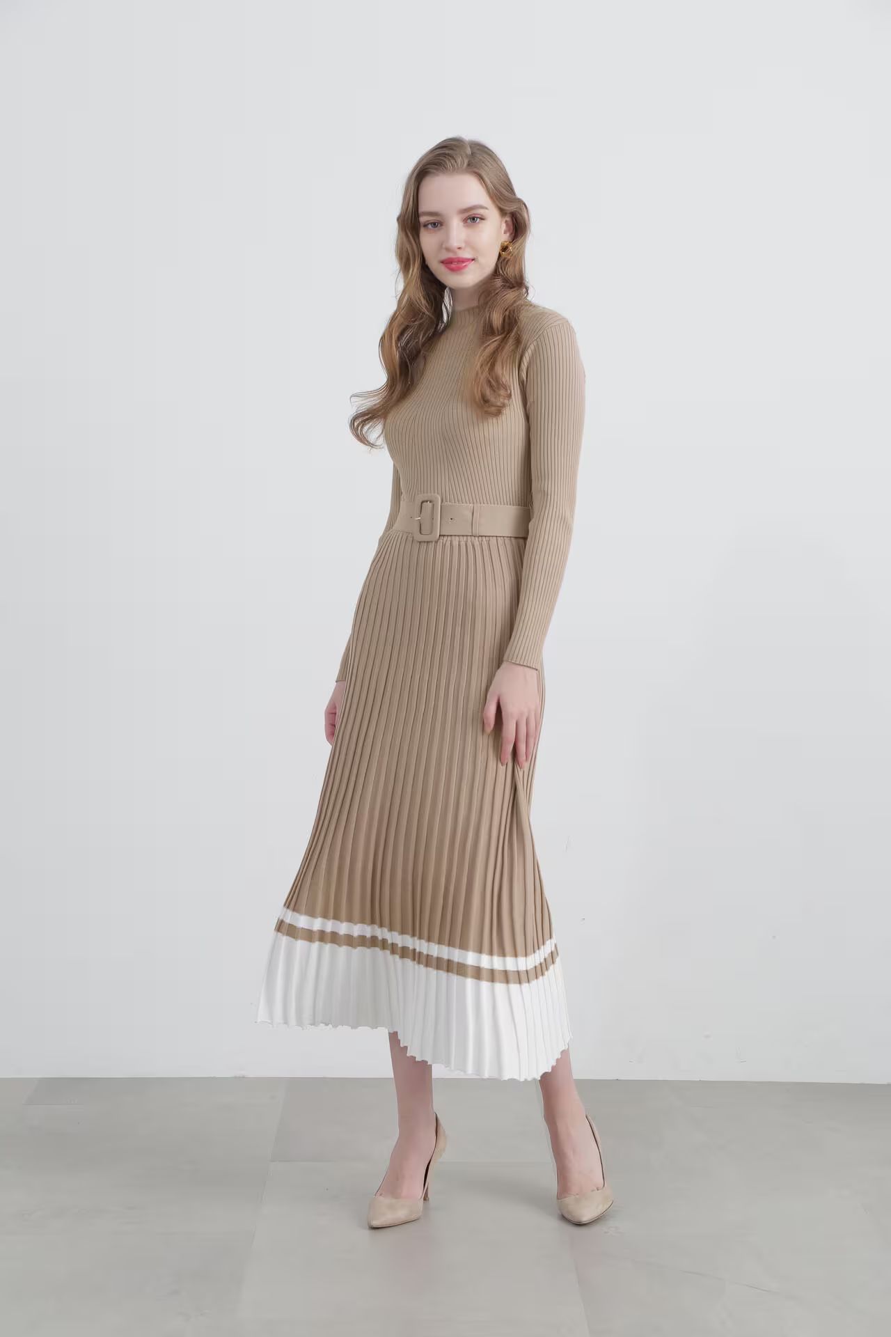 pinue メッシュリブニットワンピース S PINUE メッシュリブニット