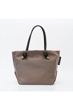 BIANCA / V-2175 / Taupe × Black / ノットハンドルナイロントート / Mサイズ / ビアンカ（トープ / ブラック）ナイロン / 牛床革（Italian leather）/ 軽量 / A4サイズ入る / ファスナー開閉【正規販売店】