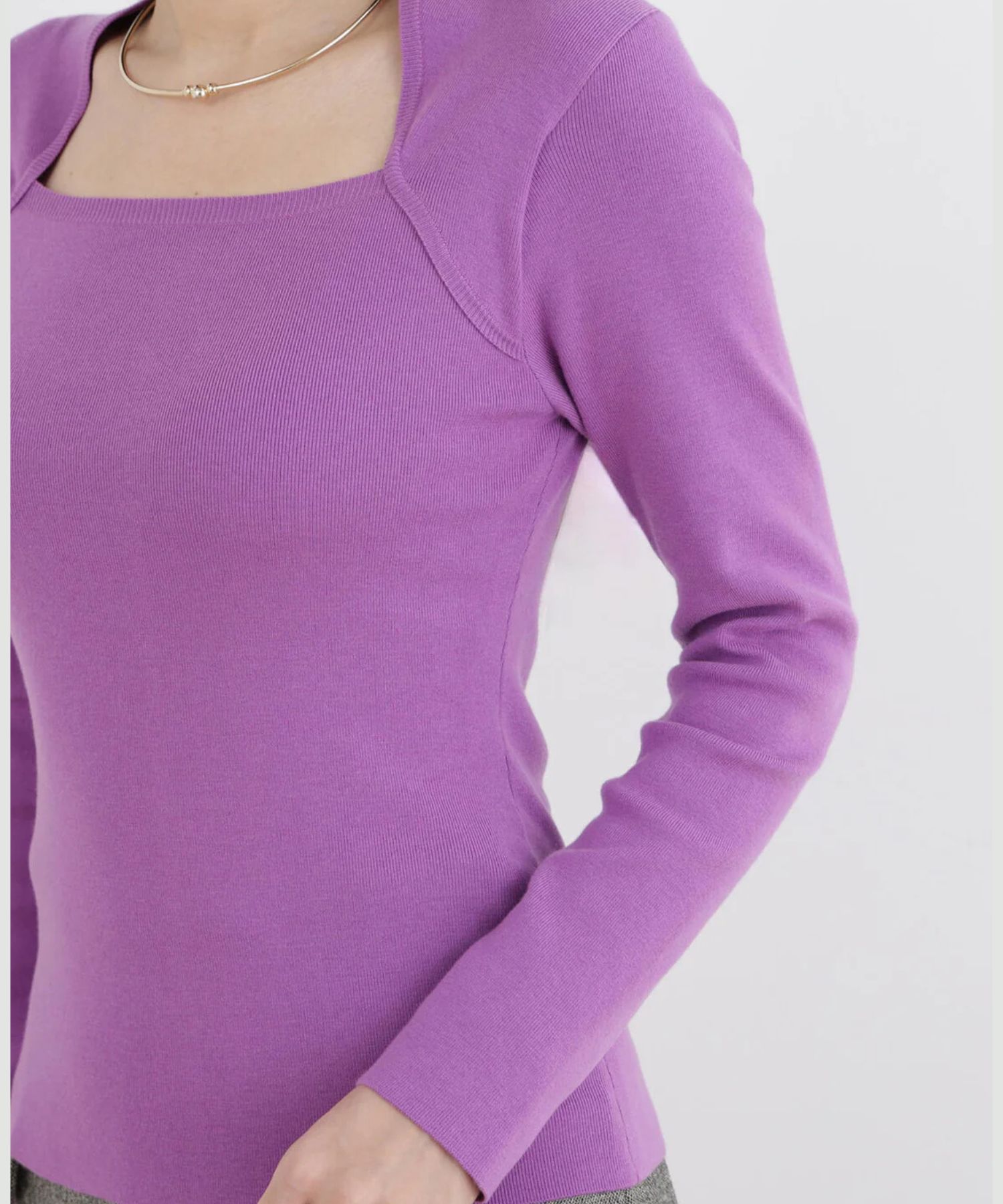 プルオーバーシンプルハイゲージ(パープル)ポリエステル / ストレッチあり / かぶって着用 / ウォッシャブル / 手洗い可 / 0316170128