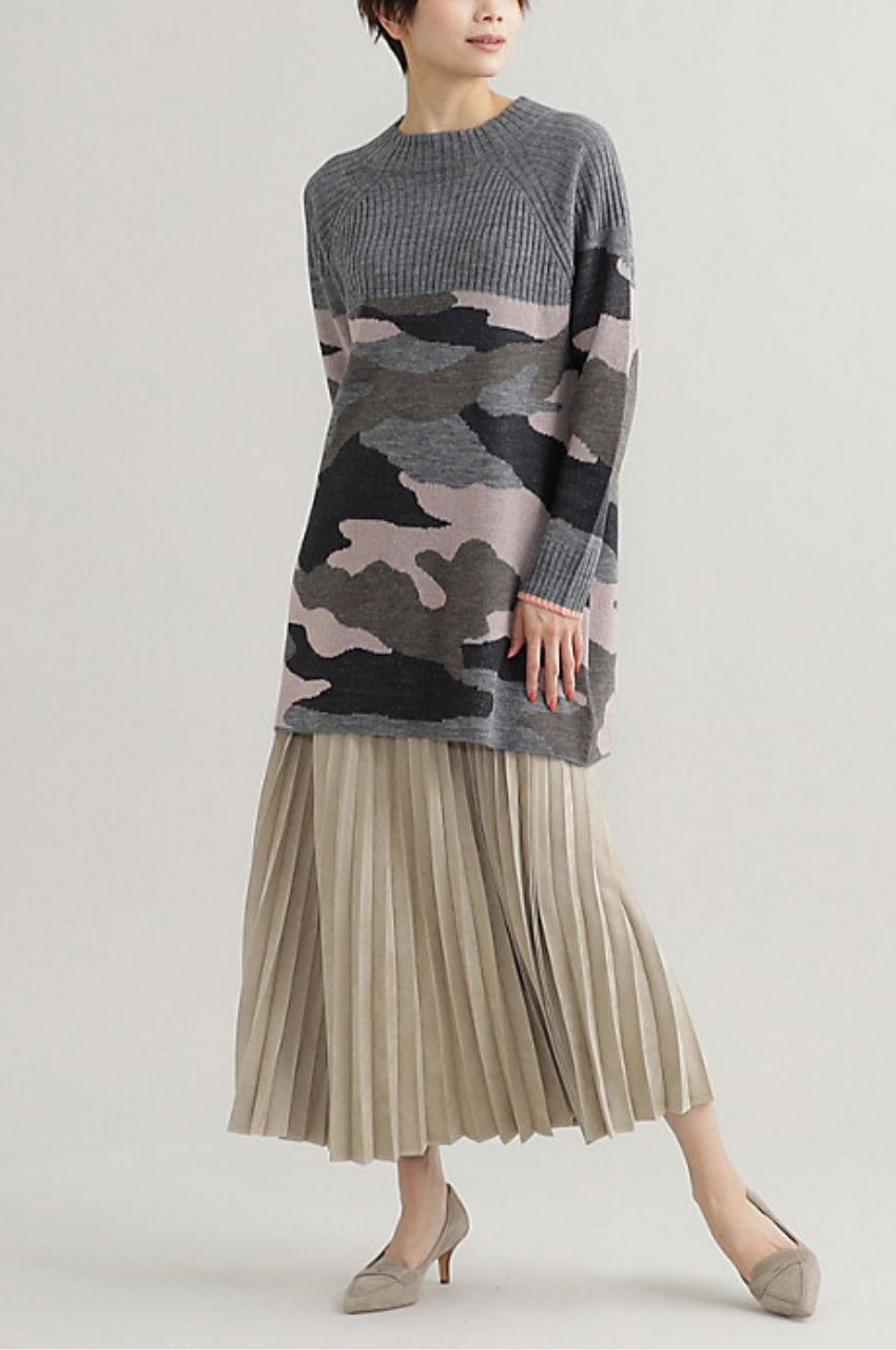 CAMOUFLAGE JACQUARD KNIT TUNIC / カモフラジャカードニットチュニック
