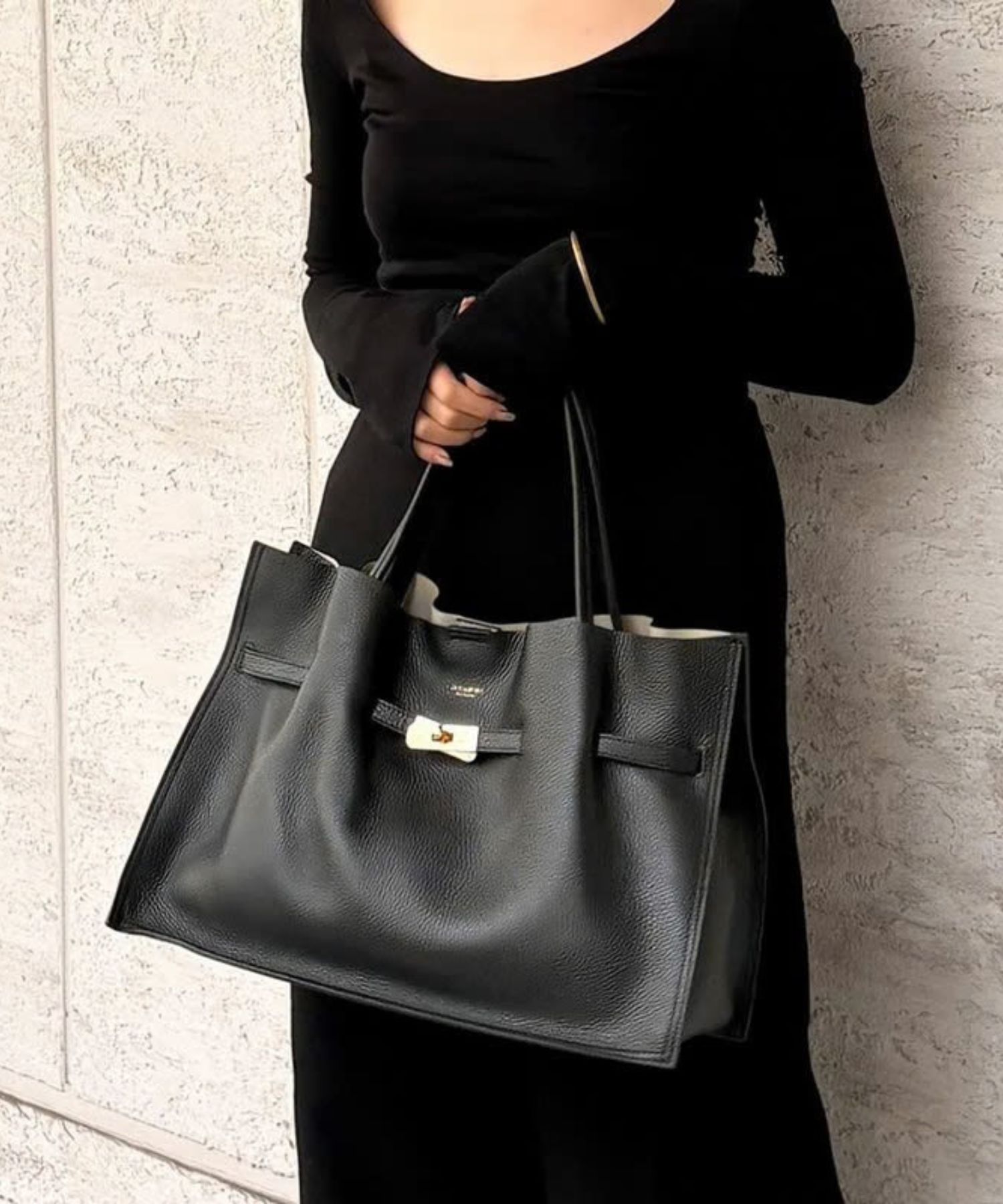 TRERO（トレロ）/（BLACK/GRAY）/ イタリアンWフェイスレザートートバッグ  Lサイズ(ブラック/グレー）牛床革（Italian leather）/ 日本製 / V-1497