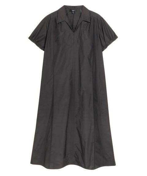 バックギャザーショートスリーブワンピース Soft Lawn  (ブラック) 綿 / 薄手 / 裏地無し / 手洗可 / 01-6205211
