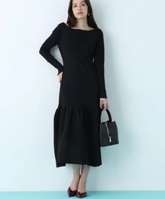 ボートネックマーメイドニットワンピース(ブラック)ポリエステル / ストレッチあり / 裏地無し / 袖口スリットあり / 0316147219