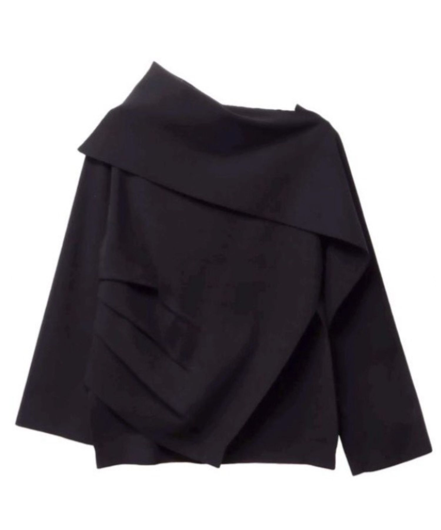 アシンメトリーラッフルニット(ブラック)レーヨン / ウォッシャブル / 手洗い可 / 5126126204