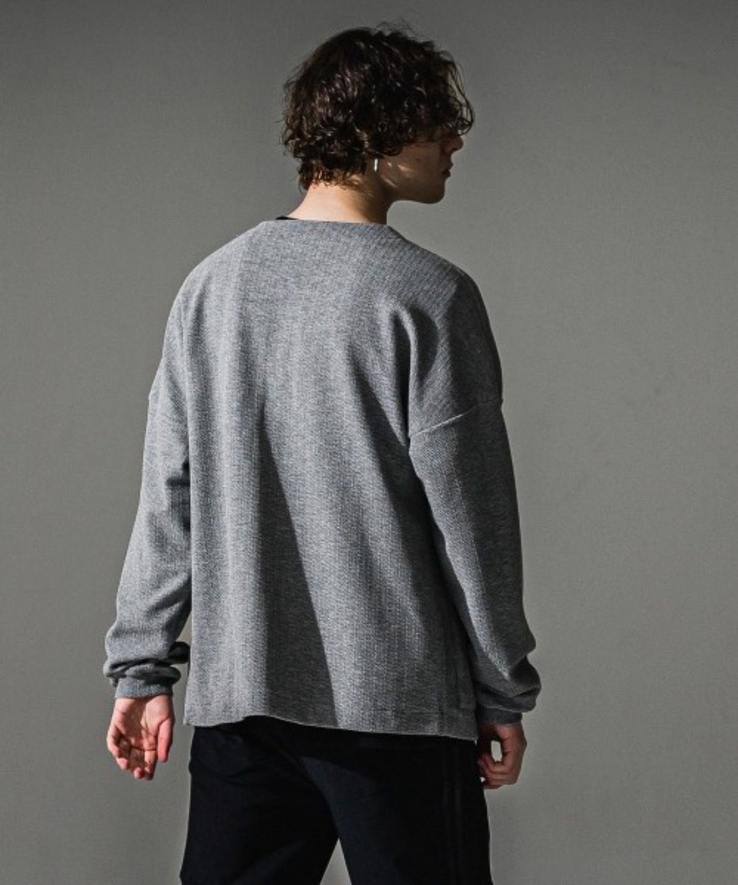 blister knit C/D (GREY) ナイロン /幾何模様 / ストレッチ / パッチポケット / 手洗可 / RC41-C-004