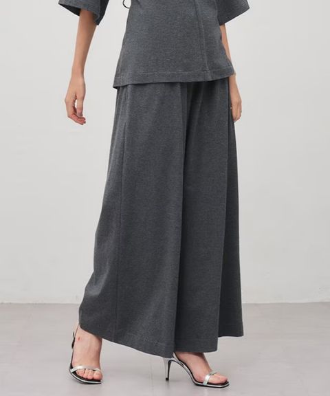 プレーンジャージーギャザーパンツ(チャコール) 綿 / ウォッシャブル / ウエストゴム / PRUVGW0314