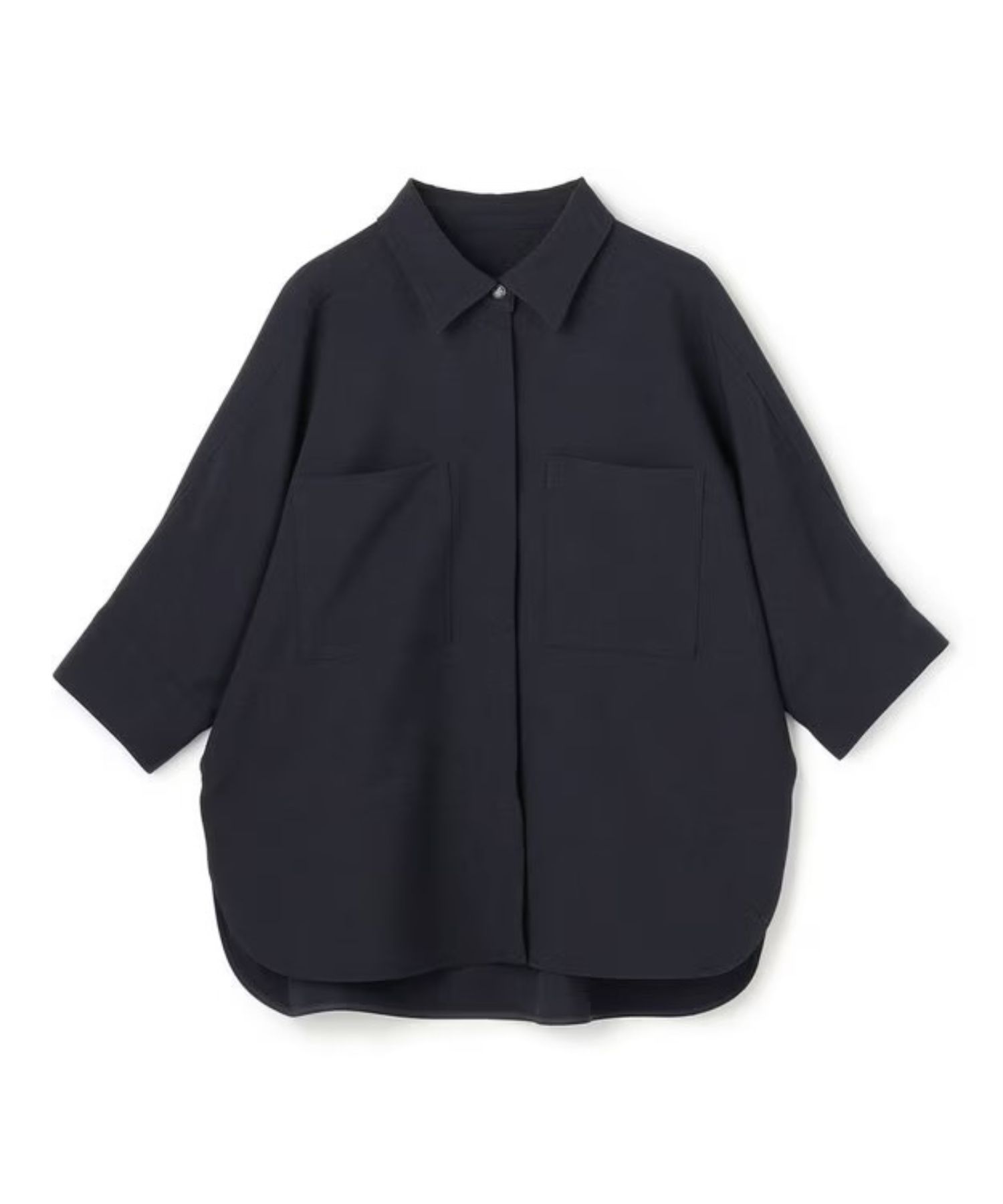 ウォッシャブルドライサップドルマンシャツ(ネイビー) ポリエステル / ヒップラインが隠れる丈感 / BLUVLM0400