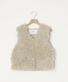 SHAGGY FAUX-FUR VEST( NATURAL )ポリエステル / フロントホック / サイドポケット/ 軽量ファーニット /ADWS-501-25