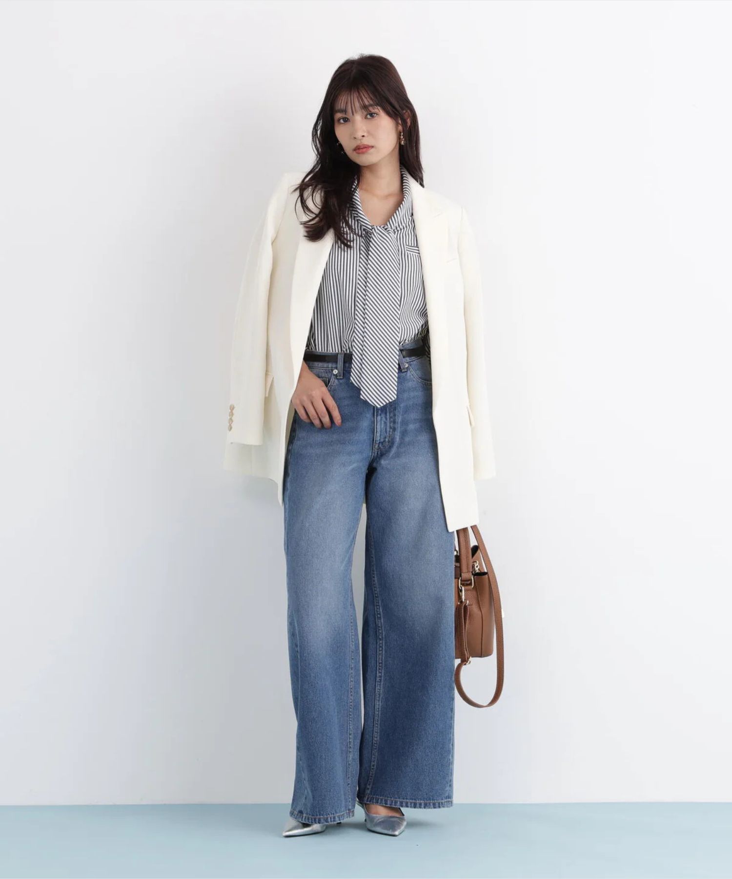 バギーデニムパンツ(インディゴ)コットン100% / ストレッチなし / 前あき / ポケット×5 / 0316130119