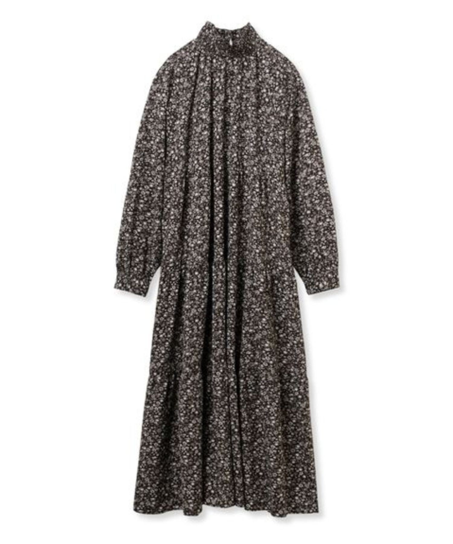 フラワープリントティアードワンピース( BLK ) ポリエステル / Aラインシルエット / インナーキャミワンピース / 手洗可 /  09WFO255071