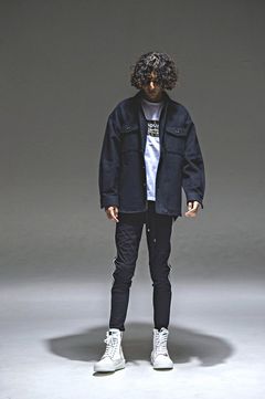 melton OVER CPO JK BLACK / オーバーサイズドロップショルダーCPOジャケット
