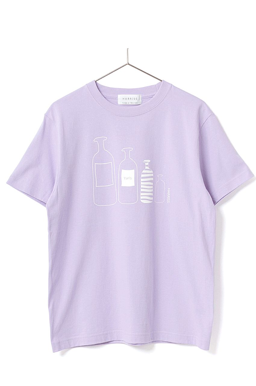 プリントTシャツ (パープル) コットン / ボトルプリント / クルーネック