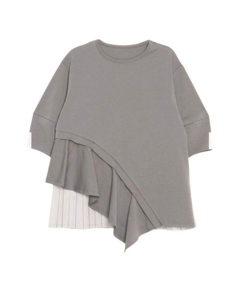 サイドフレアドッキングカットソー(グレー) レーヨン / ウォッシャブル / 手洗い可 / 5126227207