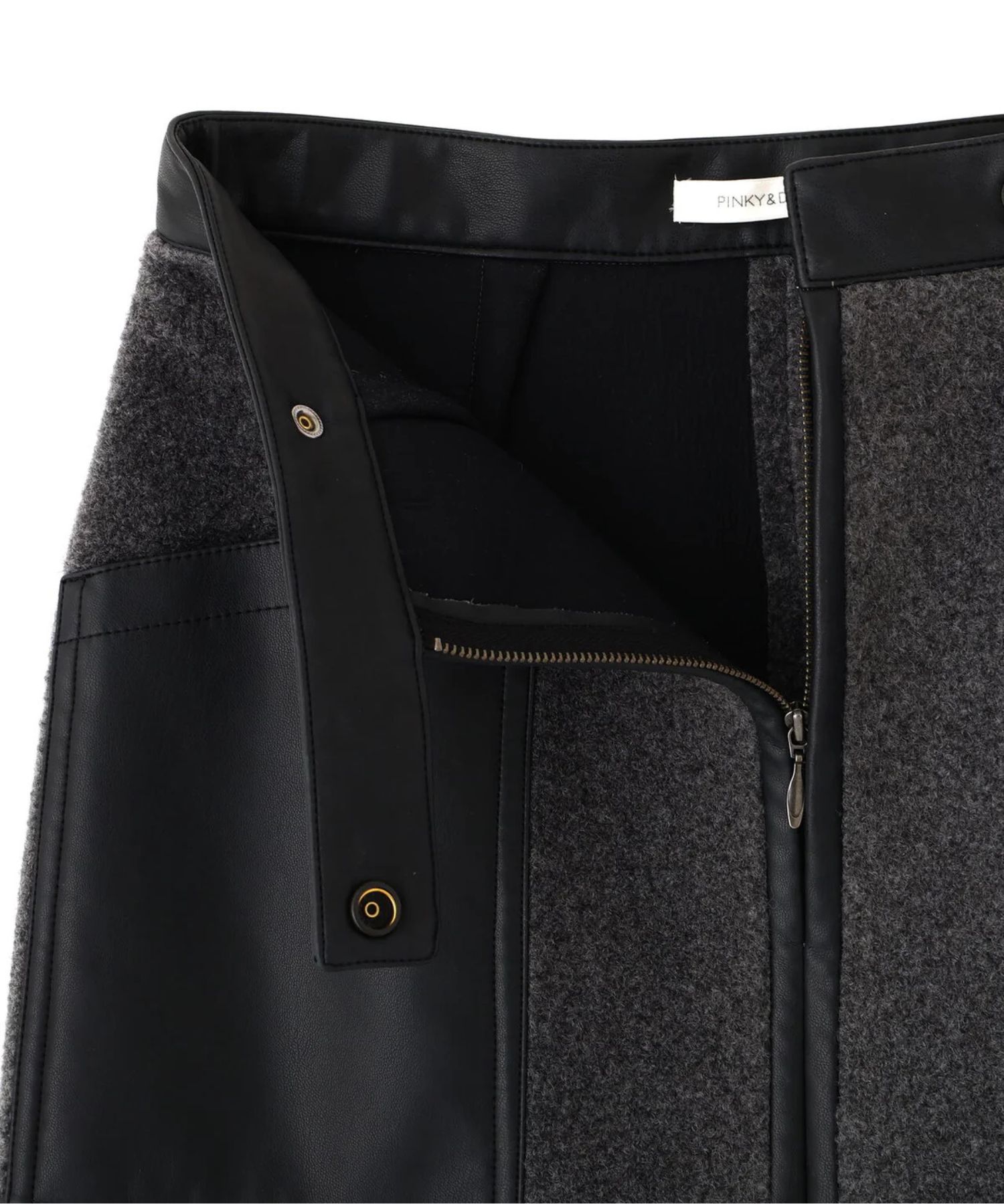 ウールレットジップスカート(ミディアムグレー)ポリエステル100% / 裏地なし / 前スリット / 0315220106