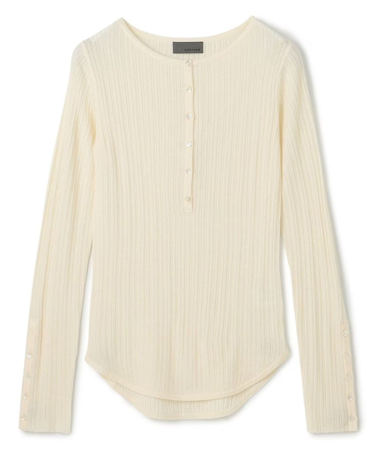 ハイゲージニットヘンリーネックトップス(オフ)ポリエステル / ウォッシャブル / 手洗い可 / KRUVGW1308