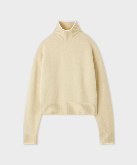 YAK/WOOLタートルソフトニット(クリーム)羊毛 / ウォッシャブル / 手洗い可 / MWNT255032