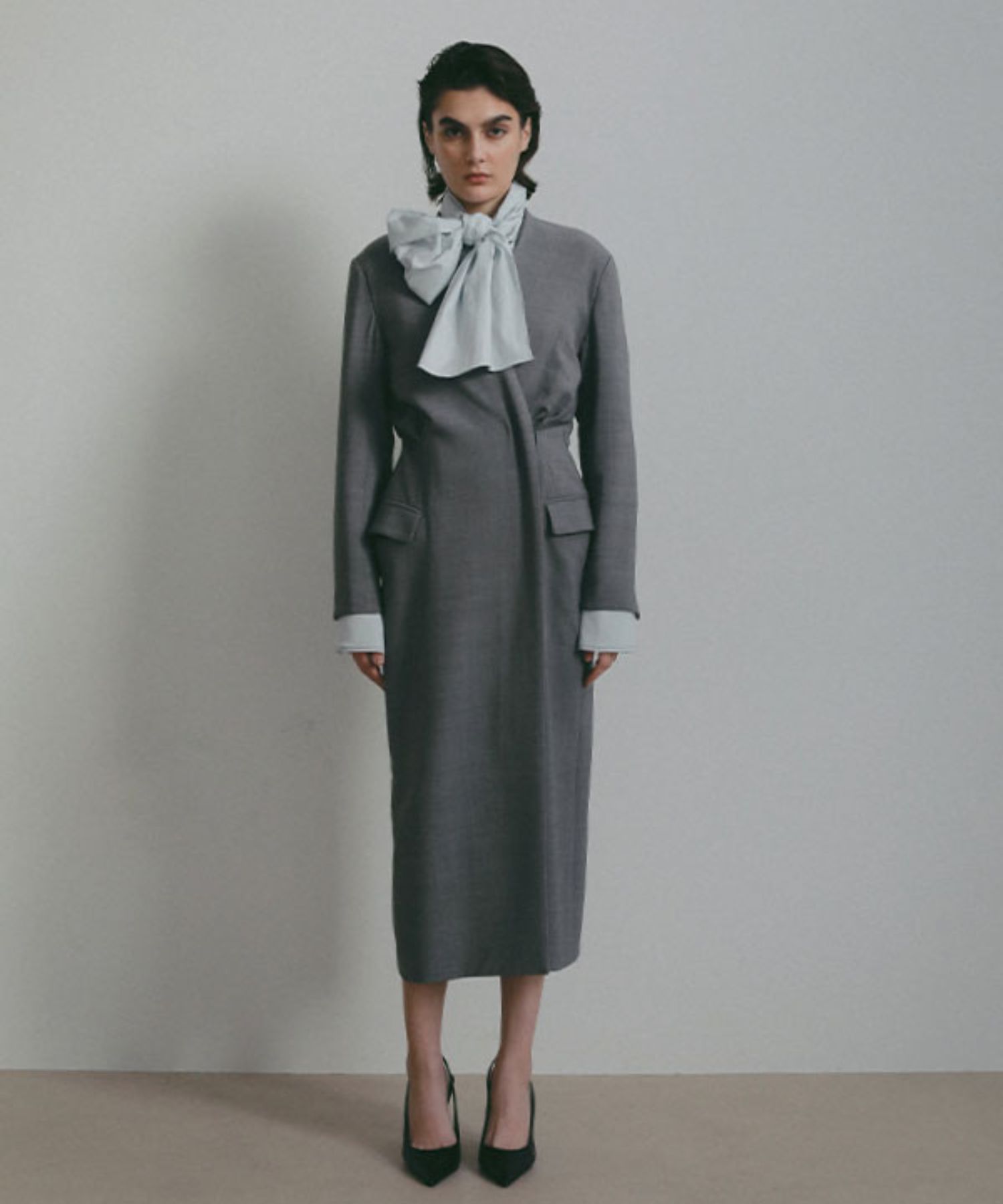 SANTEカシュクールドレス (GREY) ポリエステル / 裏地有り / フラップポケット / スペアボタン付き / 1226130104