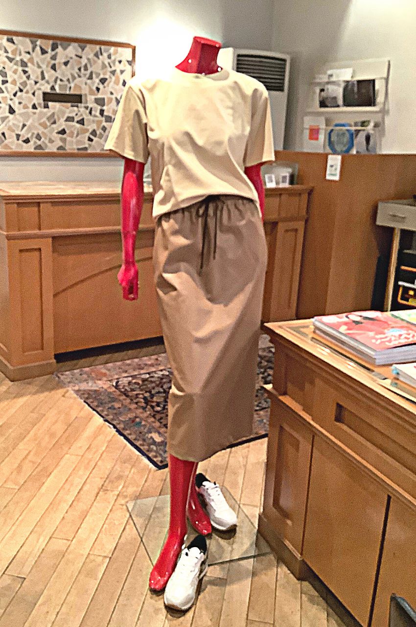 DRAWSTRING SKT L SOFT FAUX / エコレザードローストリングスカート
