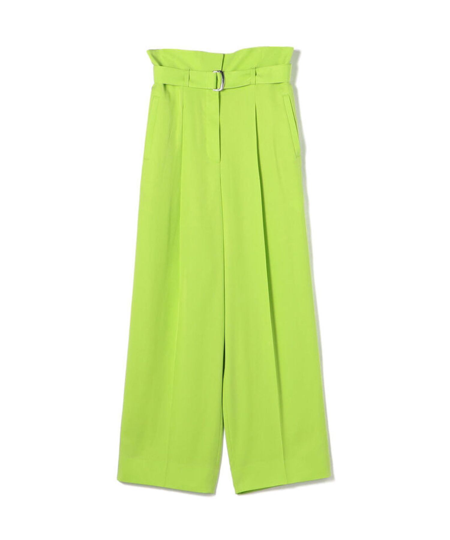 セルロースツイル ハイウエストテーパードパンツ (グリーン) 再生繊維 /  光沢有り / 共布ベルト付 / 手洗い可 / 11-04-52-04333