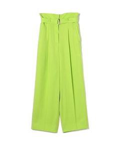 セルロースツイル ハイウエストテーパードパンツ (グリーン) 再生繊維 /  光沢有り / 共布ベルト付 / 手洗い可 / 11-04-52-04333