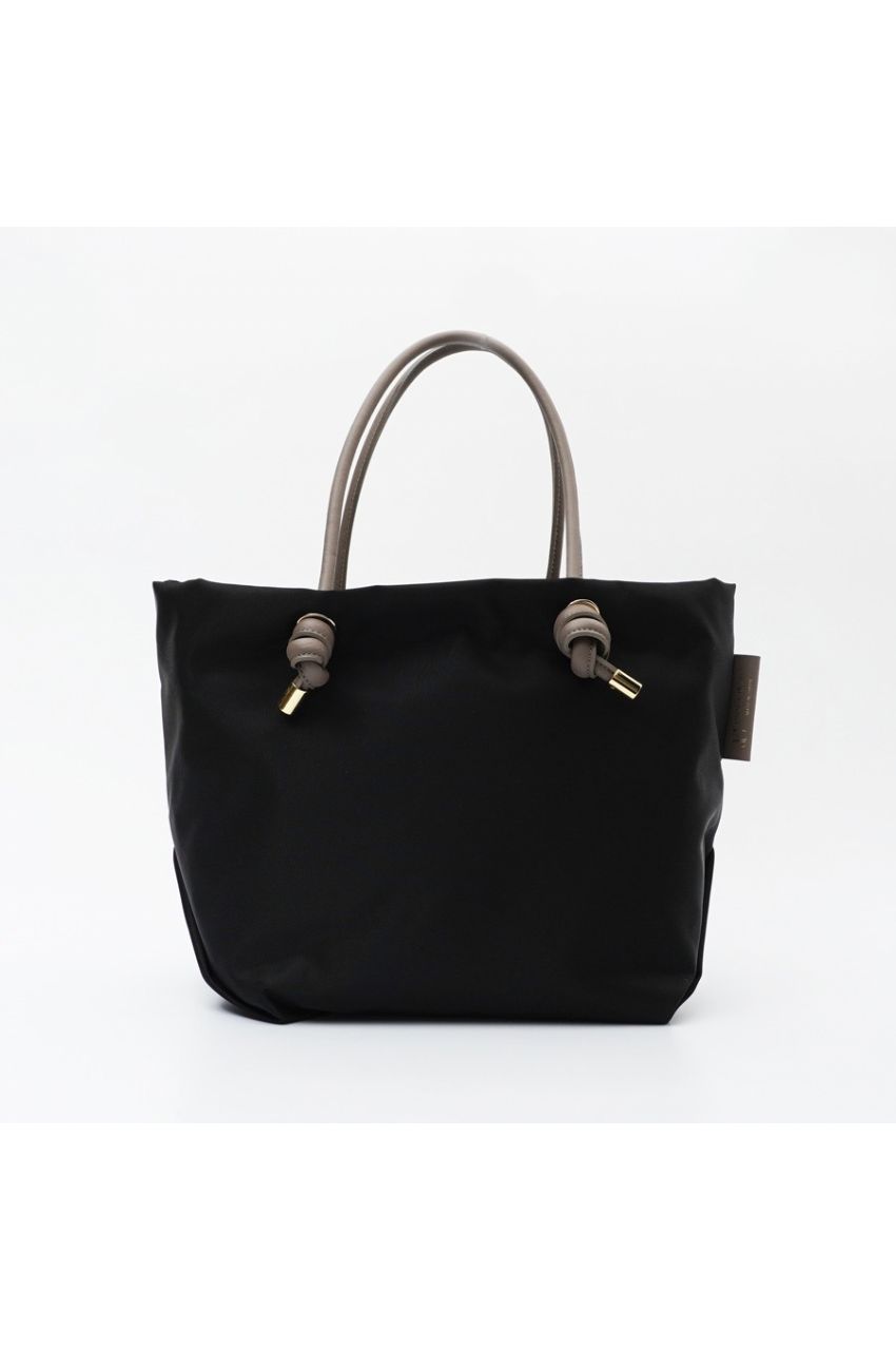 BIANCA / V-2175 / Black × Taupe / ノットハンドルナイロントート / Mサイズ / ビアンカ（ブラック / トープ）ナイロン / 牛床革（Italian leather）/ 軽量 / A4サイズ入る / ファスナー開閉【正規販売店】