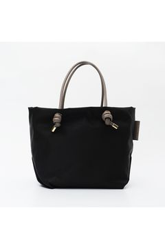 BIANCA / V-2175 / Black × Taupe / ノットハンドルナイロントート / Mサイズ / ビアンカ（ブラック / トープ）ナイロン / 牛床革（Italian leather）/ 軽量 / A4サイズ入る / ファスナー開閉【正規販売店】