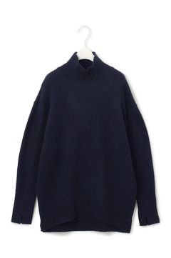 ソフトカシミヤミックス ハイネックニット(ネイビー)羊毛 / カシミヤ / ウォッシャブル