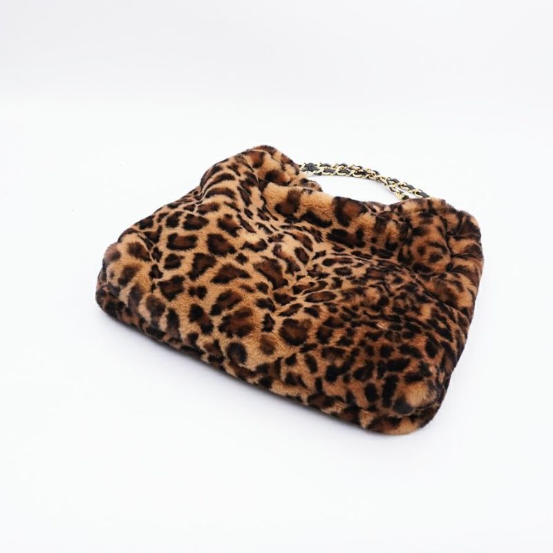 エコファートートバッグ(Leopard beige(Black) ) ポリエステル /  マグネット開閉 / チェーンショルダー /  V-8924