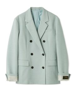 ターンバックダブルブレストジャケット( LBLU)ポリエステル / 裏地付き / ボクシーシルエット / 袖口ネーム付き /  09WFJ255068