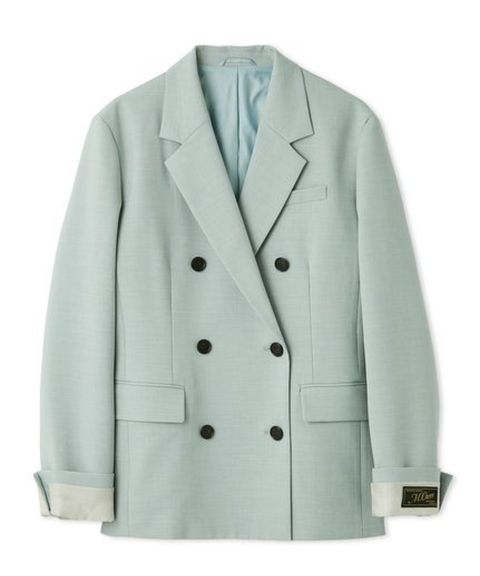 ターンバックダブルブレストジャケット( LBLU)ポリエステル / 裏地付き / ボクシーシルエット / 袖口ネーム付き /  09WFJ255068