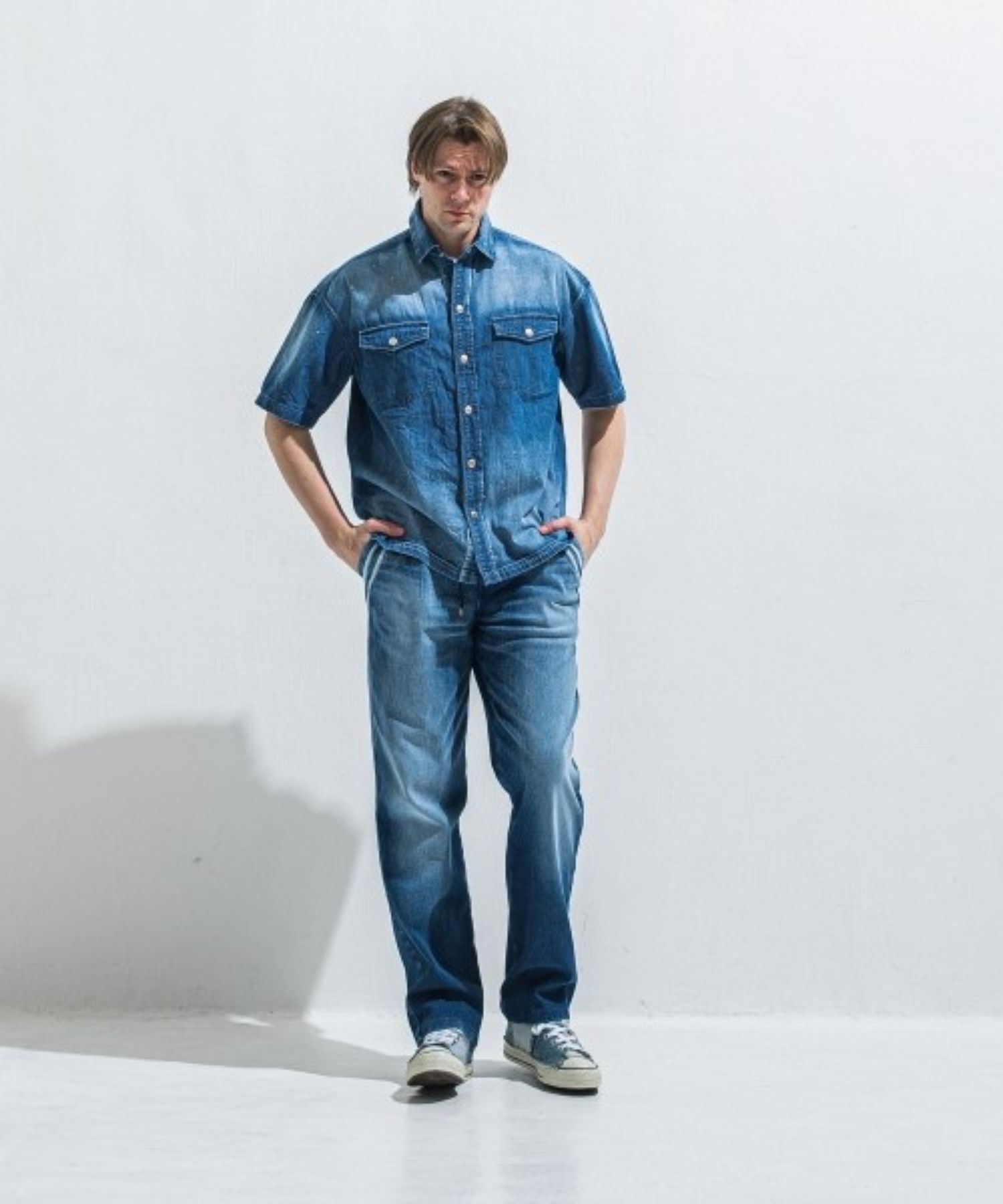 EDGE DENIM SEMI WIDE PT ( DIND ) コットン  / ストレッチ /エコレザーライン / スラッシュポケット /  RC40-ST-014WTD