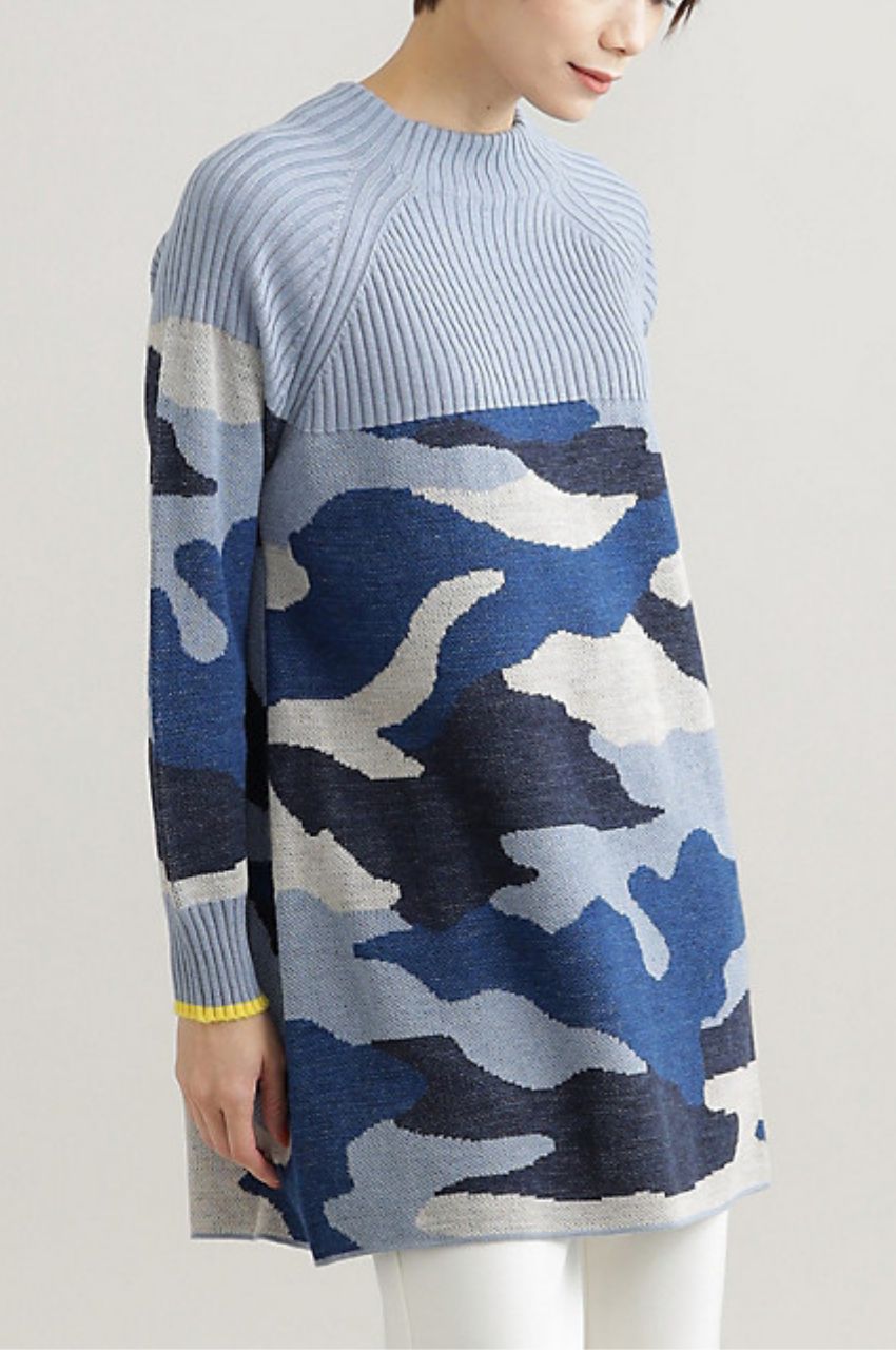 CAMOUFLAGE JACQUARD KNIT TUNIC / カモフラジャカードニットチュニック