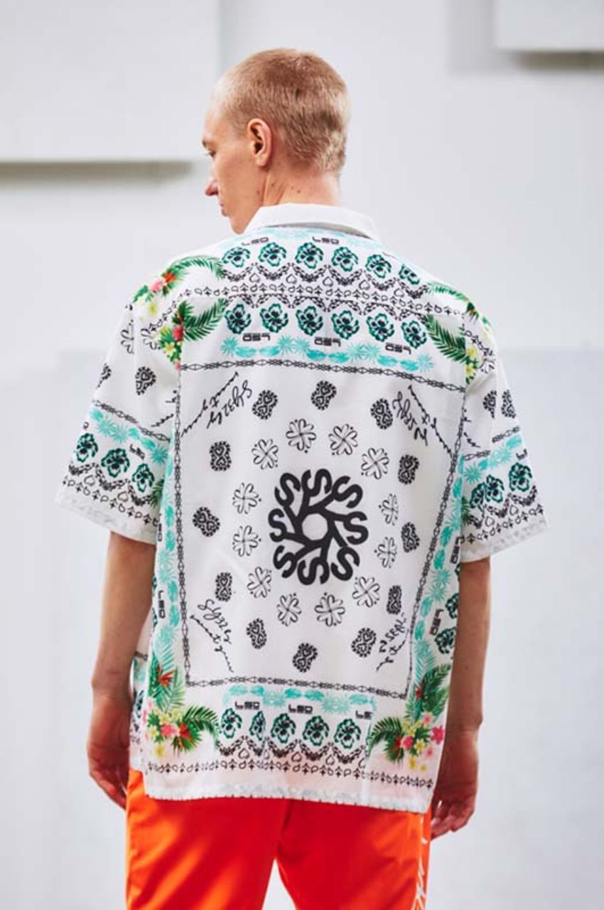 BANDANNA GRAPHIC SHIRTS (WHITE) ポリエステル  / オープンカラー / バンダナプリント / 手洗い可 / 15030