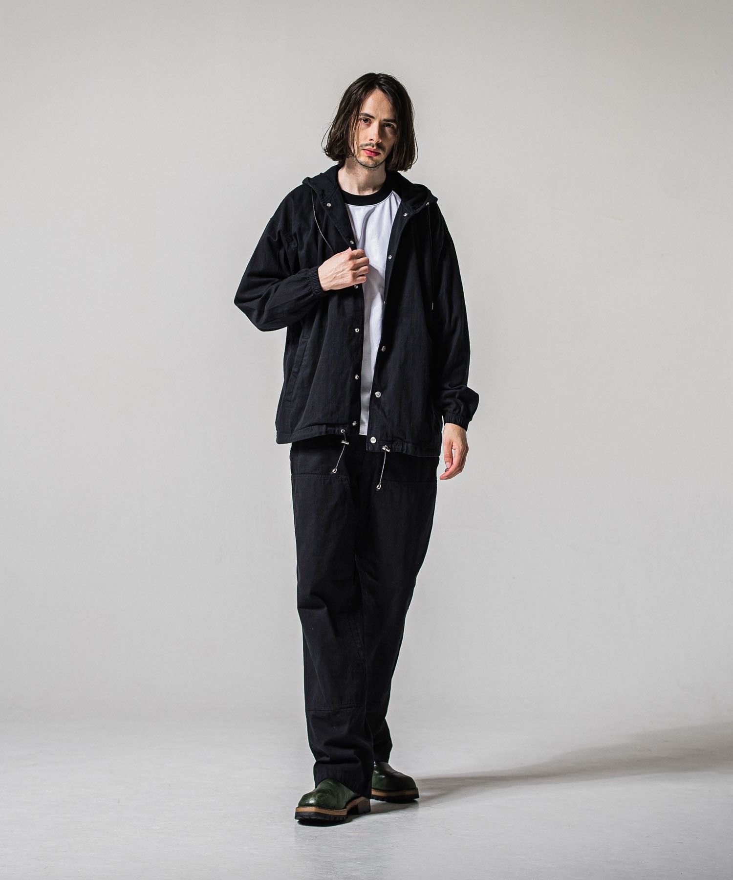 double knee PT (BLACK ) 綿 / スラッシュサイドポケット /  ウエストゴム/ドローコード / 手洗可 / RC39-ST-041