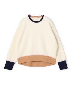 ニュージーランドラムズウール クルーネックプルオーバー(ホワイト系  ) ウール/ ドロップショルダー / 裾リブ / 伸縮性有り / 12-02-64-02304