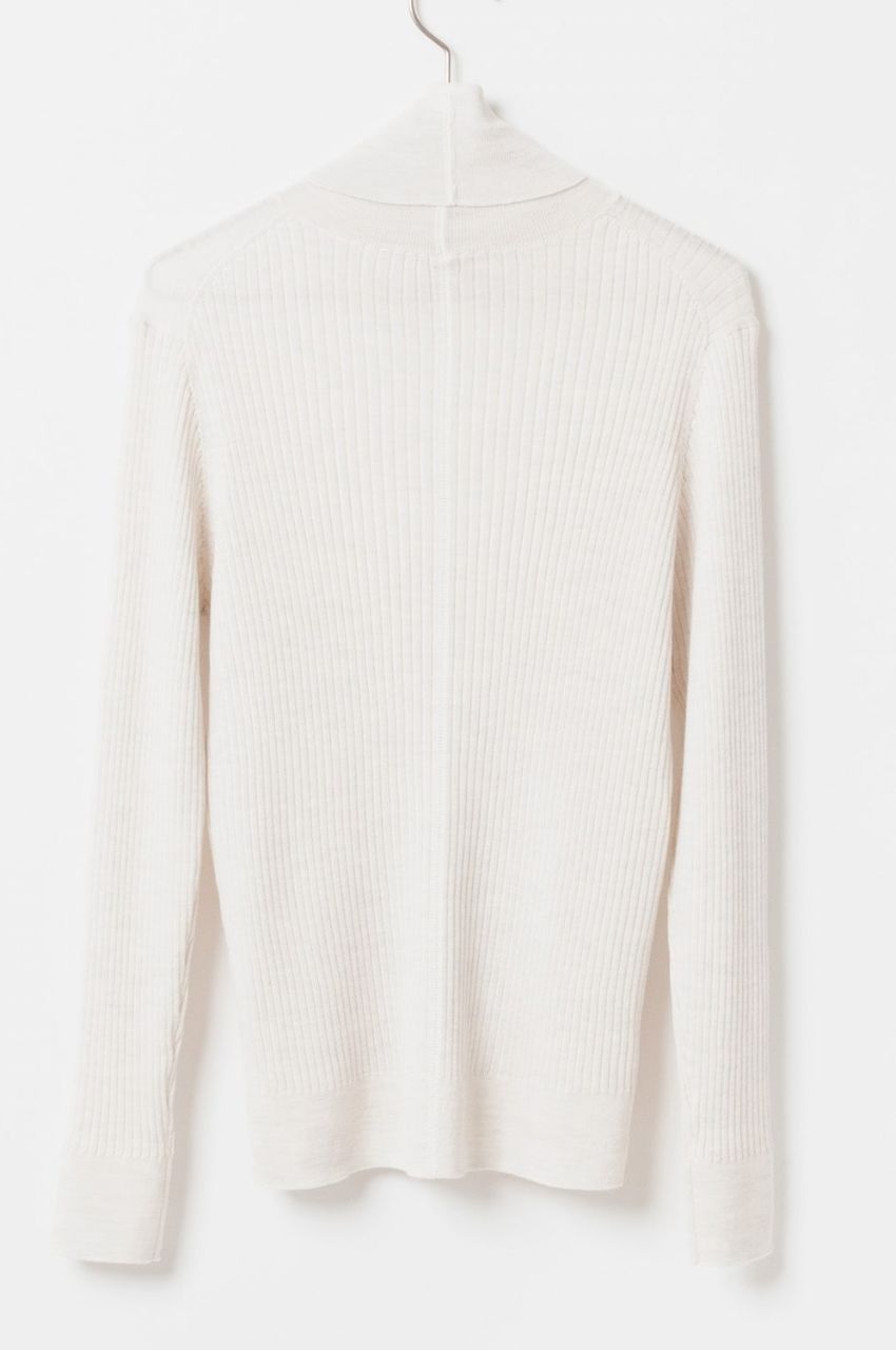 Turtleneck Rib Knit (オフホワイト) 毛 / フィット感有り /Biella Yarn/ 柔らかい   /FN242-11451