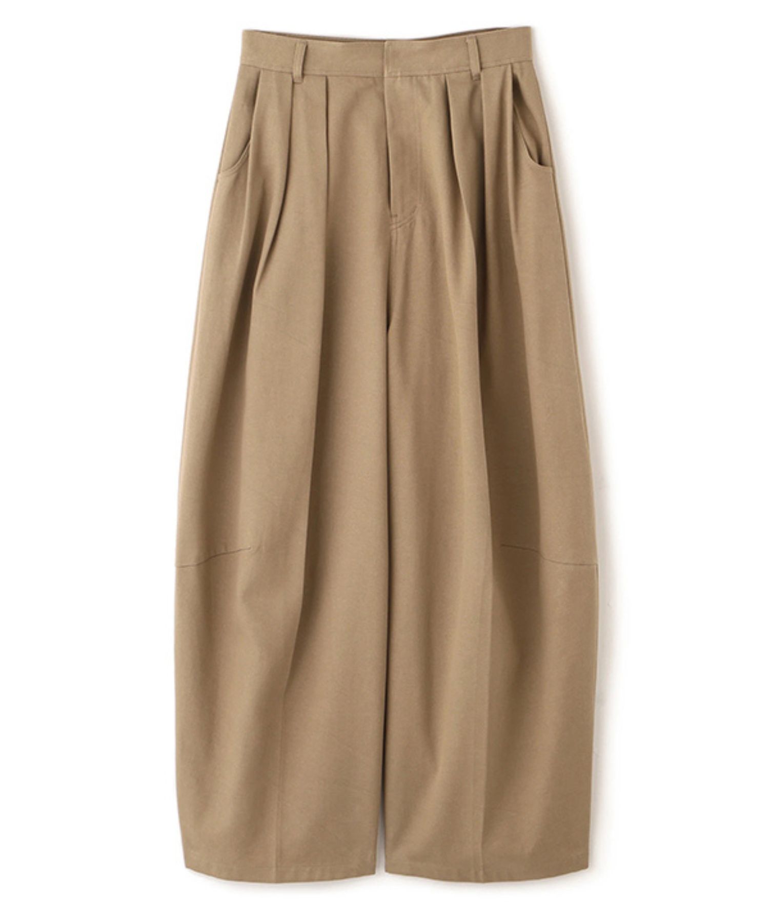 ソフトコットンタックカーブパンツ(ベージュ)綿 / カーブライン / フロントに深めタック / 1226220076