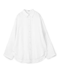 リネンシャーティング レギュラーカラーシャツ (ホワイト) 麻 /透け感有り/ 袖 ロールアップ仕様/ 手洗い可 / 12-01-52-01403