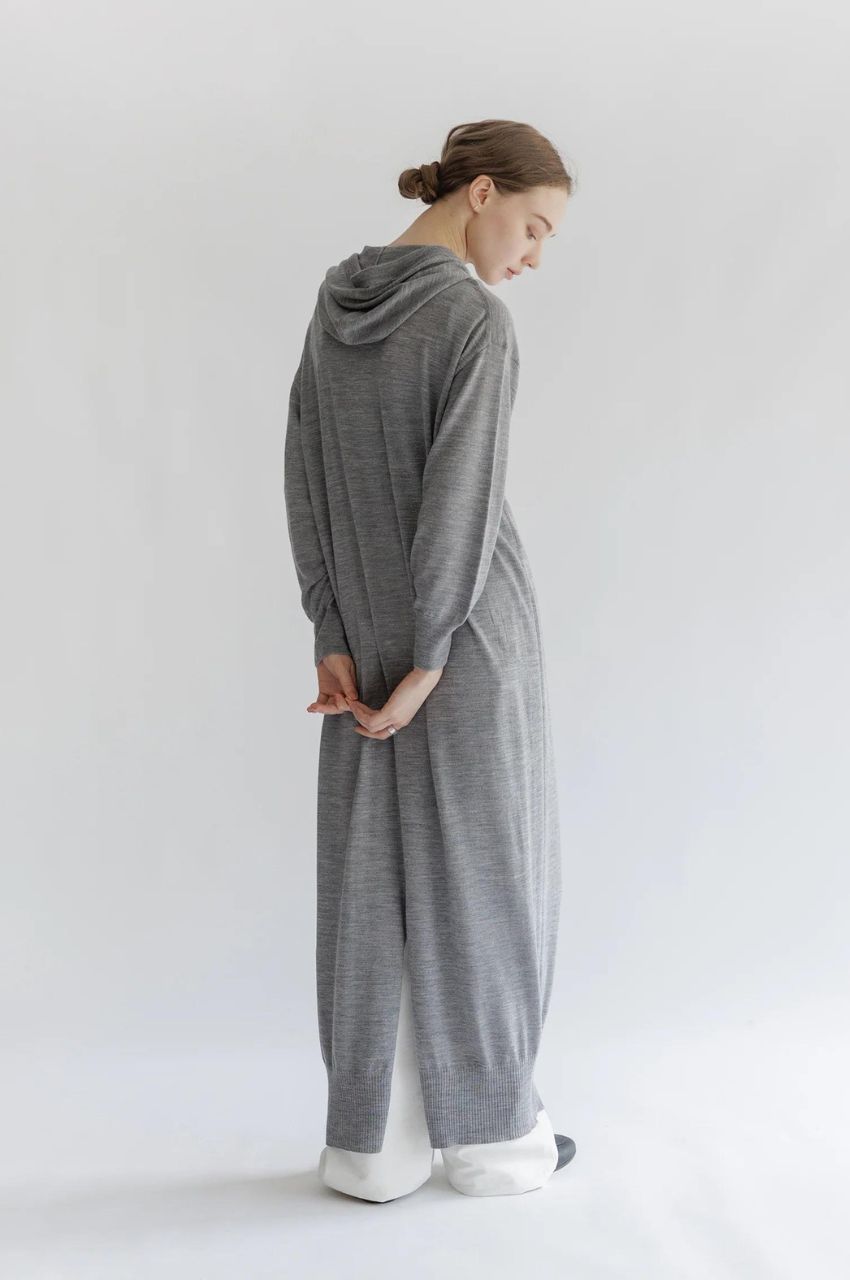 Robe à capuche en laine Rws  ( L.GREY）ウール / フード付き / リラックスフィット / 静電気防止加工 / 手洗い可 /  CT24308
