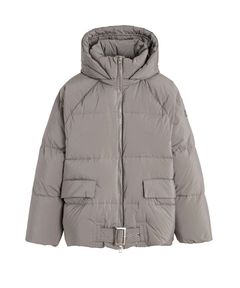 FAVARA ファバラ ダウンジャケット ( グレー) ポリエステル / ラグラ ンスリーブ / ロゴ入りワッペン /フード付き / LJXA0153010358