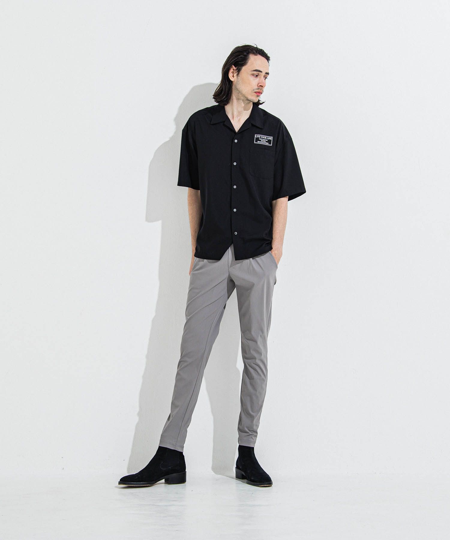 CHRIS EASY TUCK PANTS (グレー) ナイロン / 360度ストレッチ/ シーズンレス /スラッシュサイドポケット/RC36-ST-016T-2