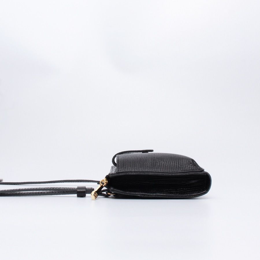 【ADRIA / アドリア】V-1326（Purple / パープル）リザード型押しレザー 横型スマートフォンポシェット / 牛革 / iPhone Pro入るサイズ
