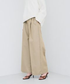 チノギャバジンワイドトラウザー(ベージュ) 綿 / ウォッシャブル / 手洗い可 / 撥水加工 / ハイウエスト/ PRUVLS3810