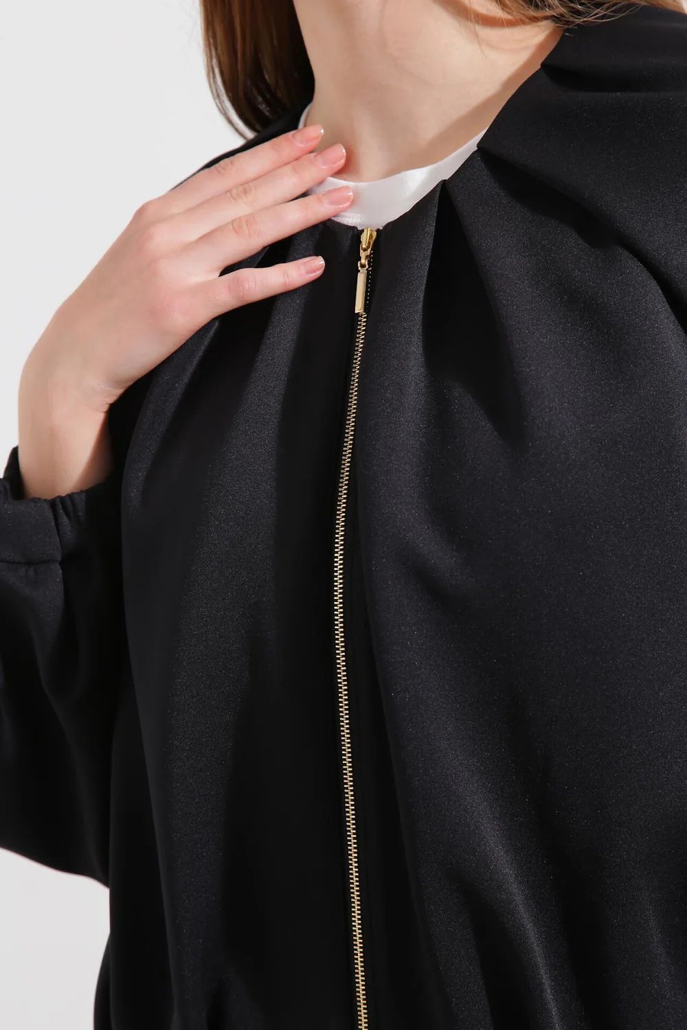 ダンボールノーカラーブルゾン (ブラック) / ポリエステル・ポリウレタン / ストレッチ / 0315150303