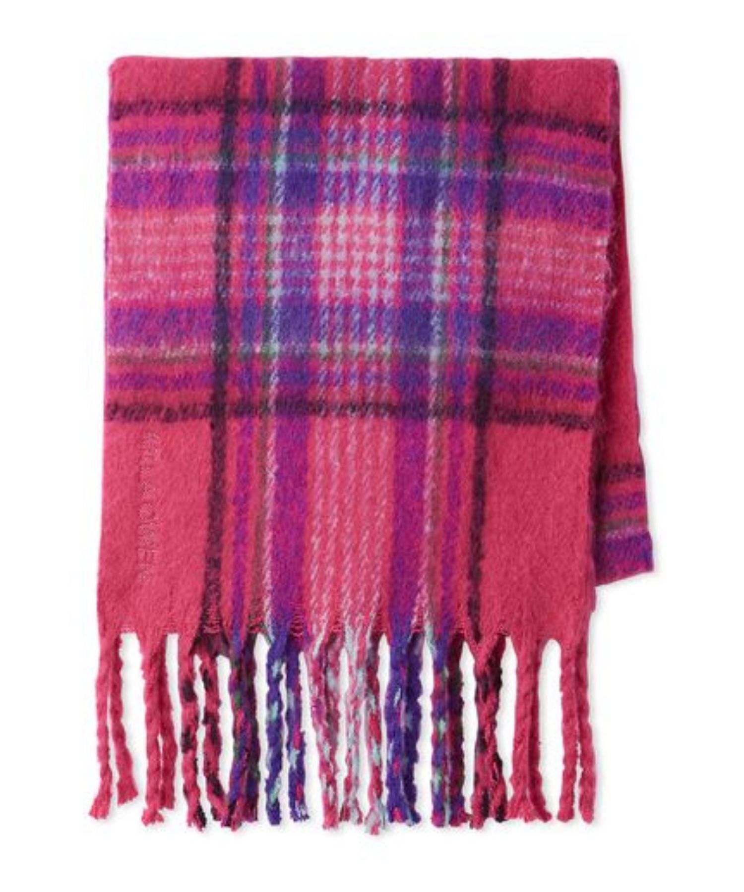 ツイストフリンジストール (CHECK) ポリエステル / シャギー素材 / ロゴ刺繍 / 軽い / 09WGG255551