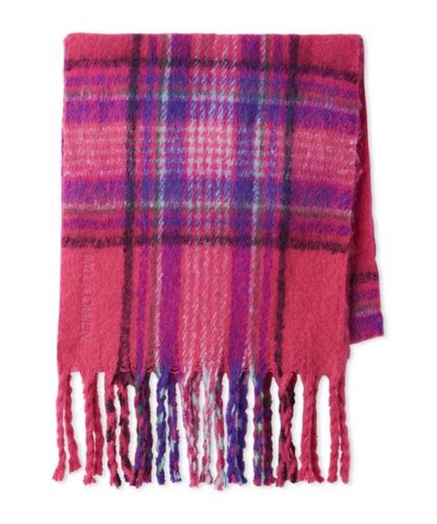 ツイストフリンジストール (CHECK) ポリエステル / シャギー素材 / ロゴ刺繍 / 軽い / 09WGG255551