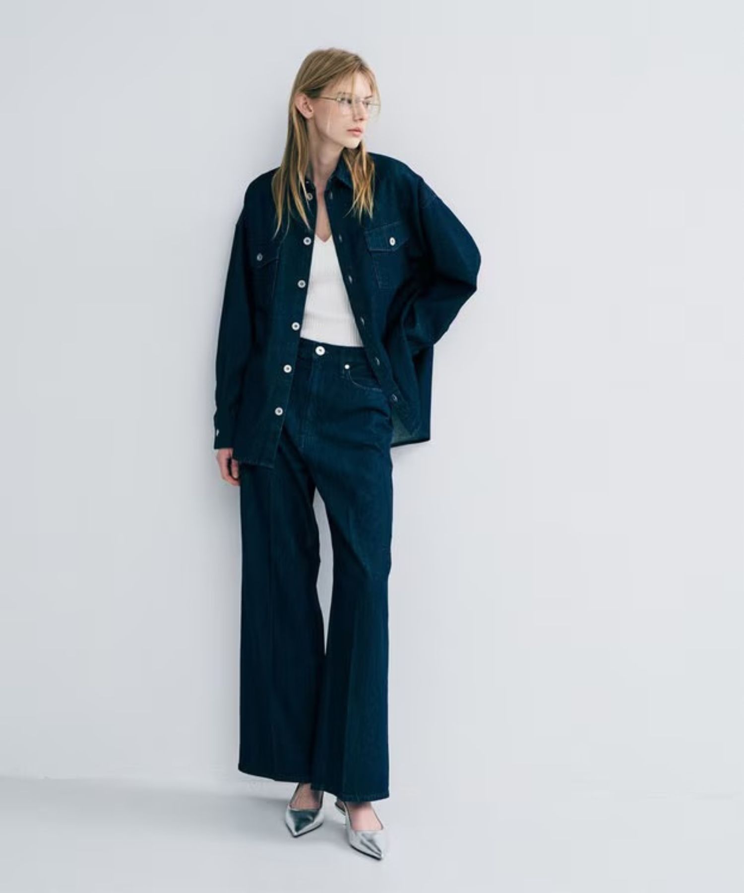 THE SISTER デニムパンツ upper hights × uncrave(リジット)綿 / ワイドシルエット / ハイウエスト / ウォッシャブル / PRUVLS0203